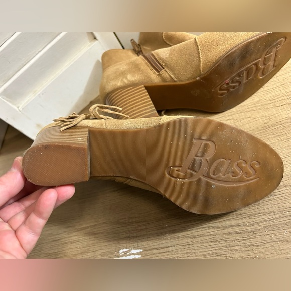 G. H. Bass Leather Suede Fringe Heeled Ankle Boot Tan Made in USA Size 6 Eve - Picture 11 of 15